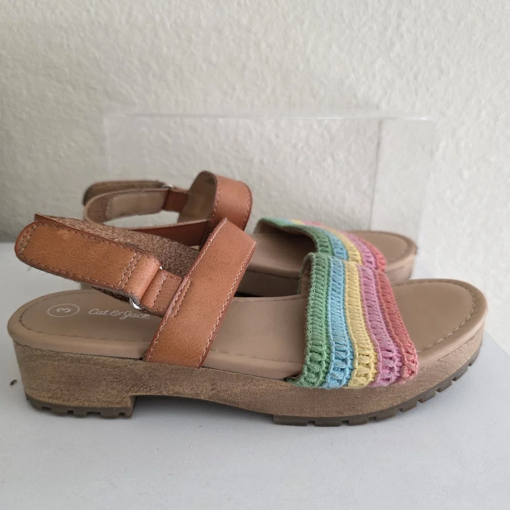 Girls Cat and Jack open toes Colorful Sandals Size 3